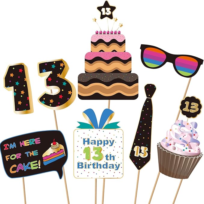 BRT Bearingshui 13th Photo Booth Props - Birthday Party Accessories, Signs & Decorations