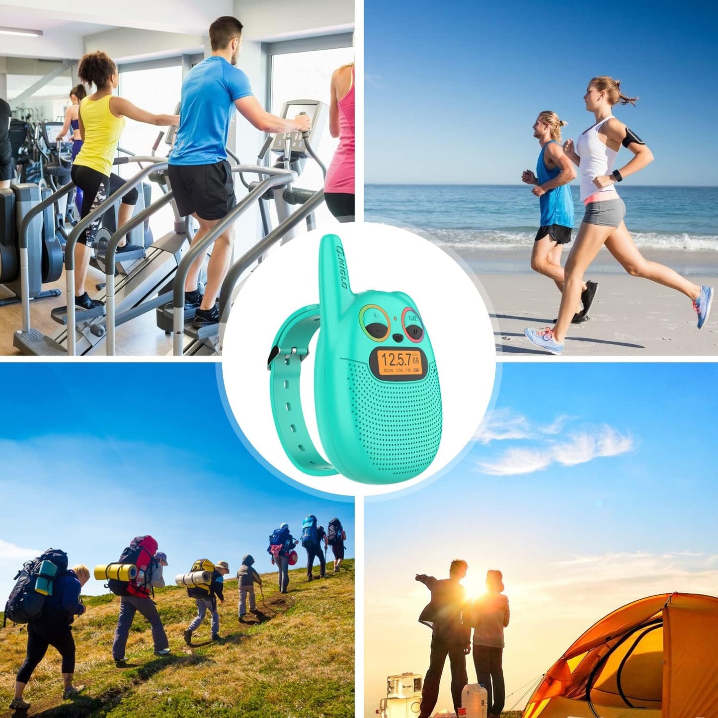 Qniglo Walkie Talkies for Kids Rechargeable, Christmas Birthday Gifts for Boys Age 3-12,Long Range Kids Walkie Talkies with FM Radio for Outdoor Camping Toys for 5 6 7 8 9 10 Year Old Teens Boy 2 Pack