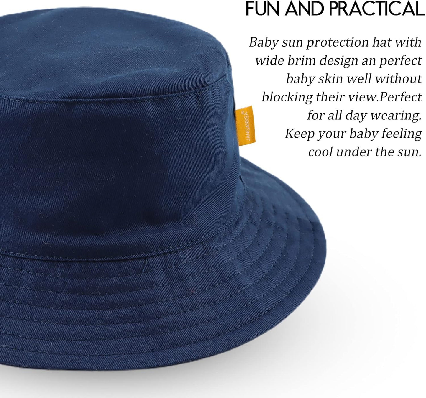 JANGANNSA Cotton Baby Sun Hat Infant Toddler Boys Girls Bucket Hats Summer Sun Protection Kids Beach Caps