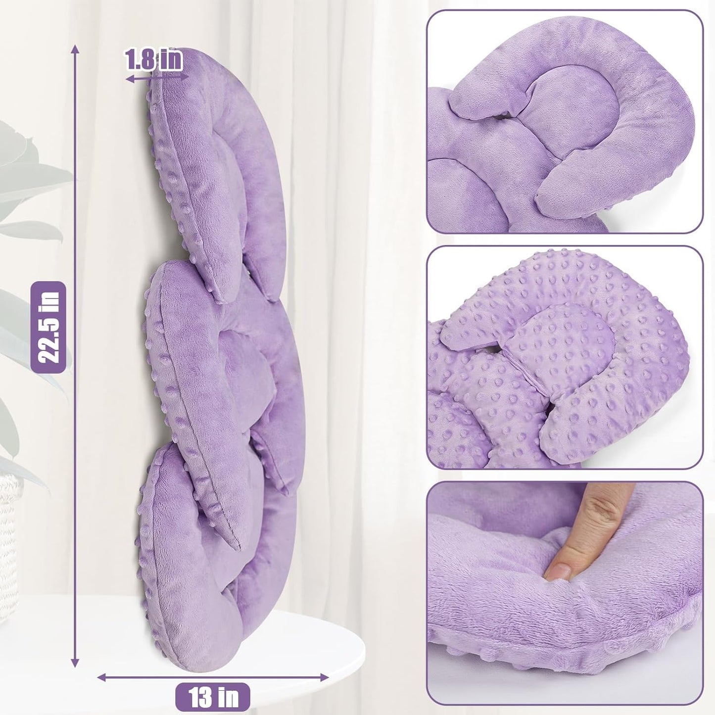 Infant Car Seat Insert Head and Body Support, GFU Reversible Newborn Insert for Carseat with Strap Pads, Soft Stroller Cushion Pillow Insert for Boys and Girls, Fits for Stroller, Swing, Purple