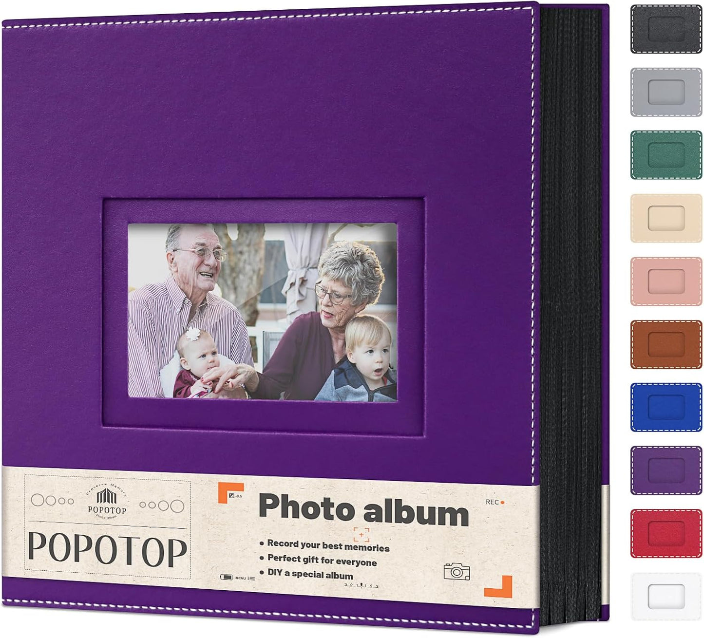 Popotop Photo Album 4x6 800 Pockets with Leather Hardcover Cover, Large Photo Album Binder Book with 80Pcs Pages for Family Travel Wedding Baby Gifts