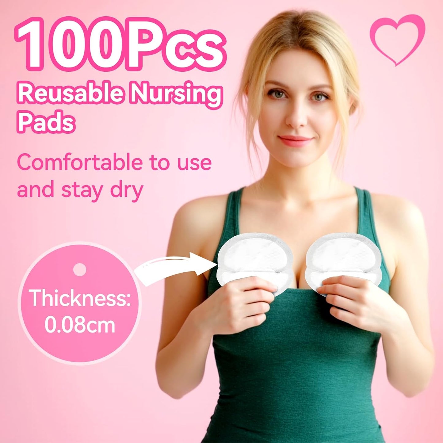 Nursing Pads Disposable, 100 Count Super Absorbent and Keep Dry Breast Pads for Leaking Milk Breastfeeding Moms Essentials