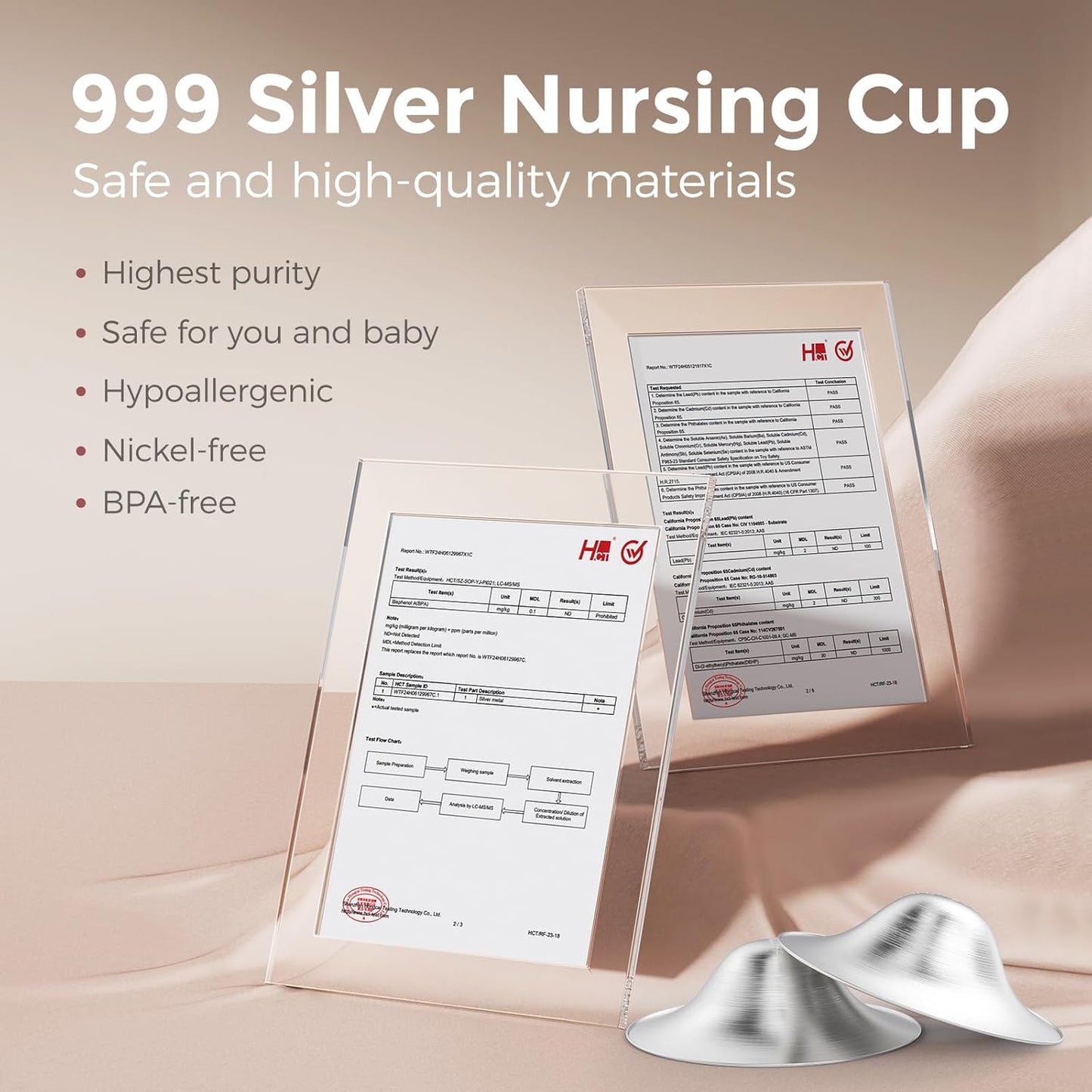 Momcozy 999 Silver Nursing Cups, Hole-Free Design, 999 Silver Nipple Shields, Breastfeeding Essentials, Silver Nipple Shields for Breastfeeding Newborns, Metal Nipple Shields,XXL Size