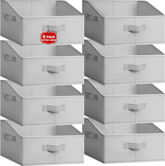 Extra Large Closet Organizers Bins 8 Pack - Blanket Basket for Organizing/Home Clothes Storage Bins for Jeans/Toy Organizers for Nursery/Wardrobe Shelf Closet Organization for Purse Hats Towel