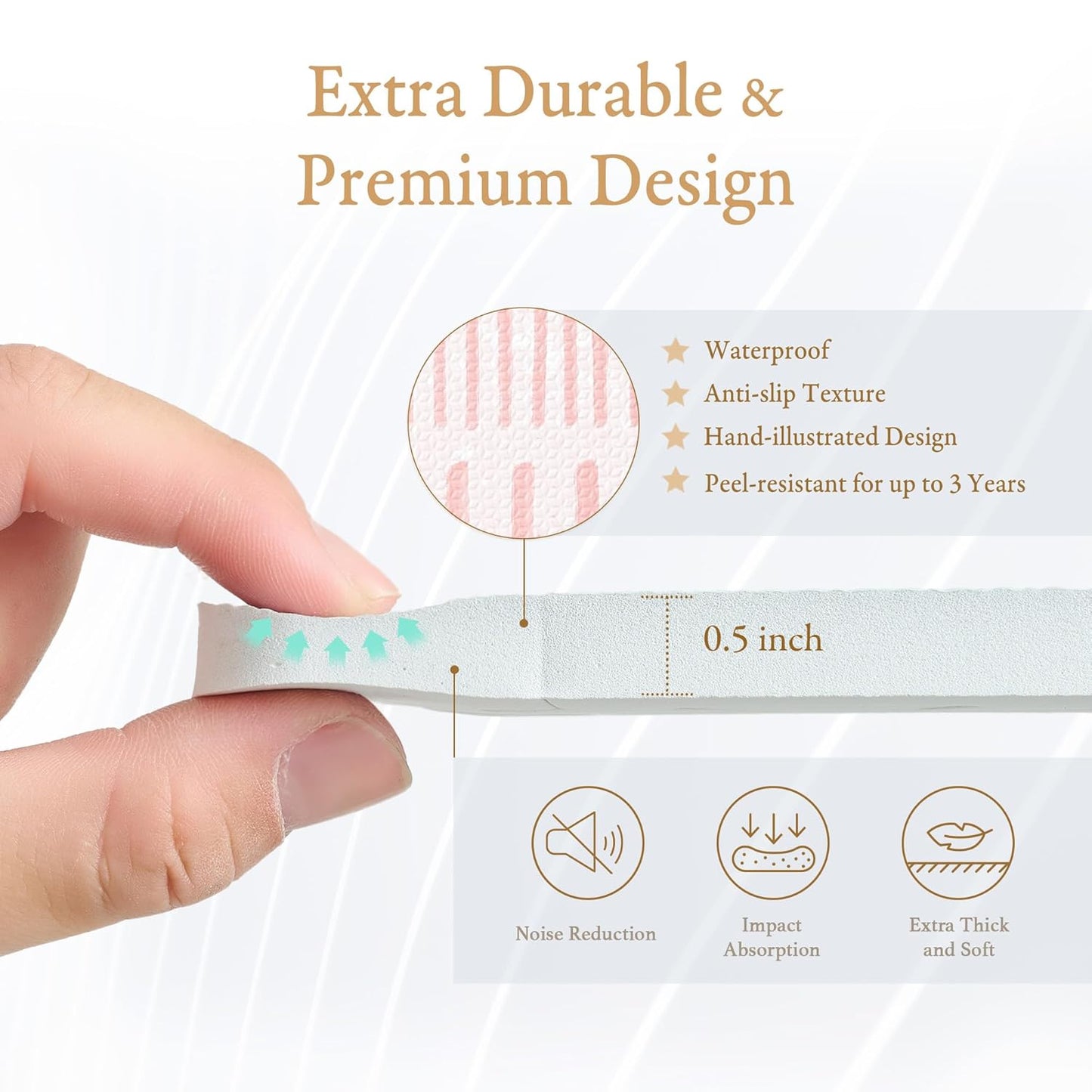 Premium Exercise & Baby Foam Play Mats - Stylish & Large Non-Toxic Odorless Floor Mat - 6 Tiles - Spacious 6ft x 4ft - Peel-Resistant Reinforced - Soft Thick, Waterproof - Cream Pink