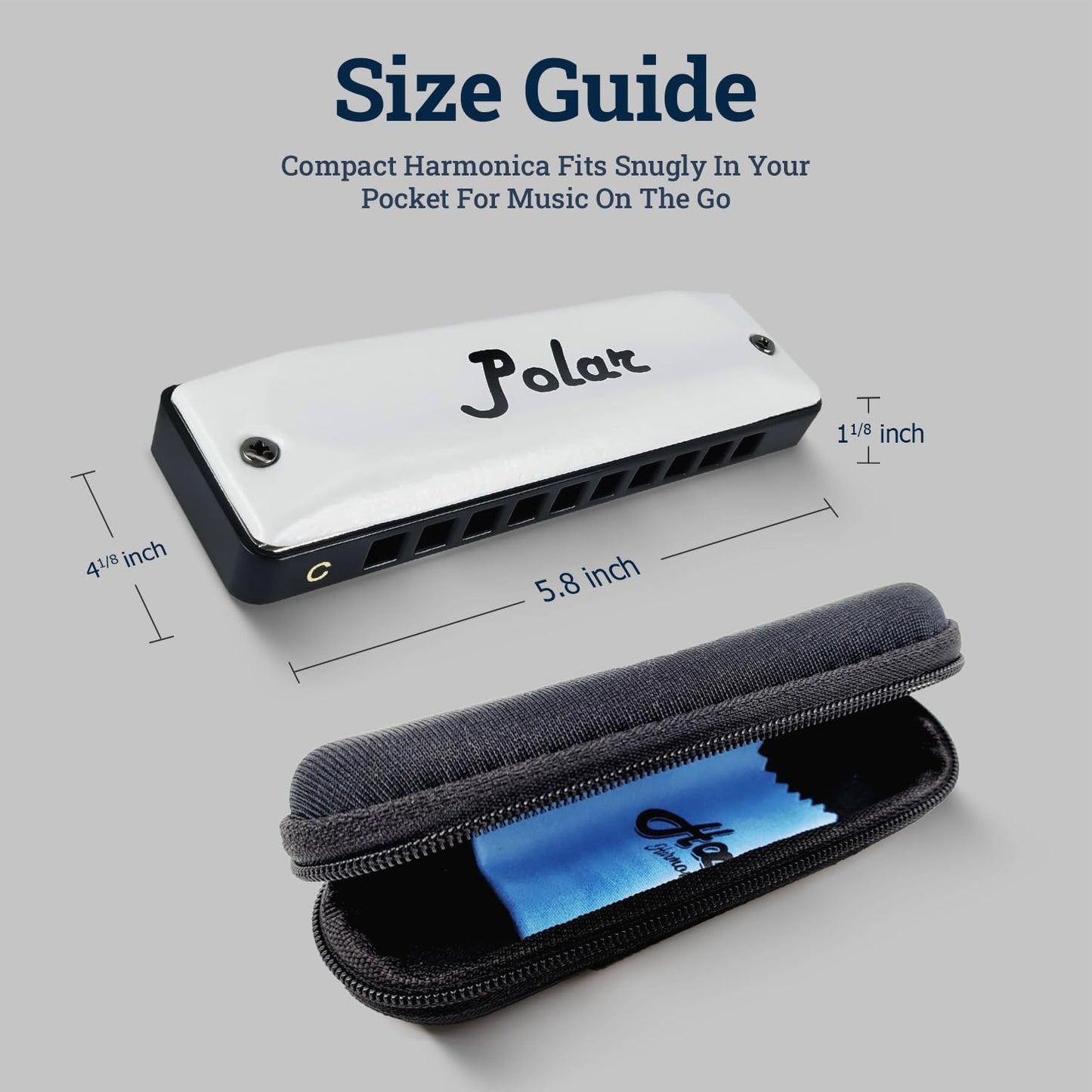 Harmo Polar Diatonic Harmonica Key of G - 10 Holes 20 Notes, Blues Harp Mouth Organ With Case, Phosphor Bronze Reeds, Suitable for All Genres, Harmonica for Kids, Adult, Beginners & Professionals