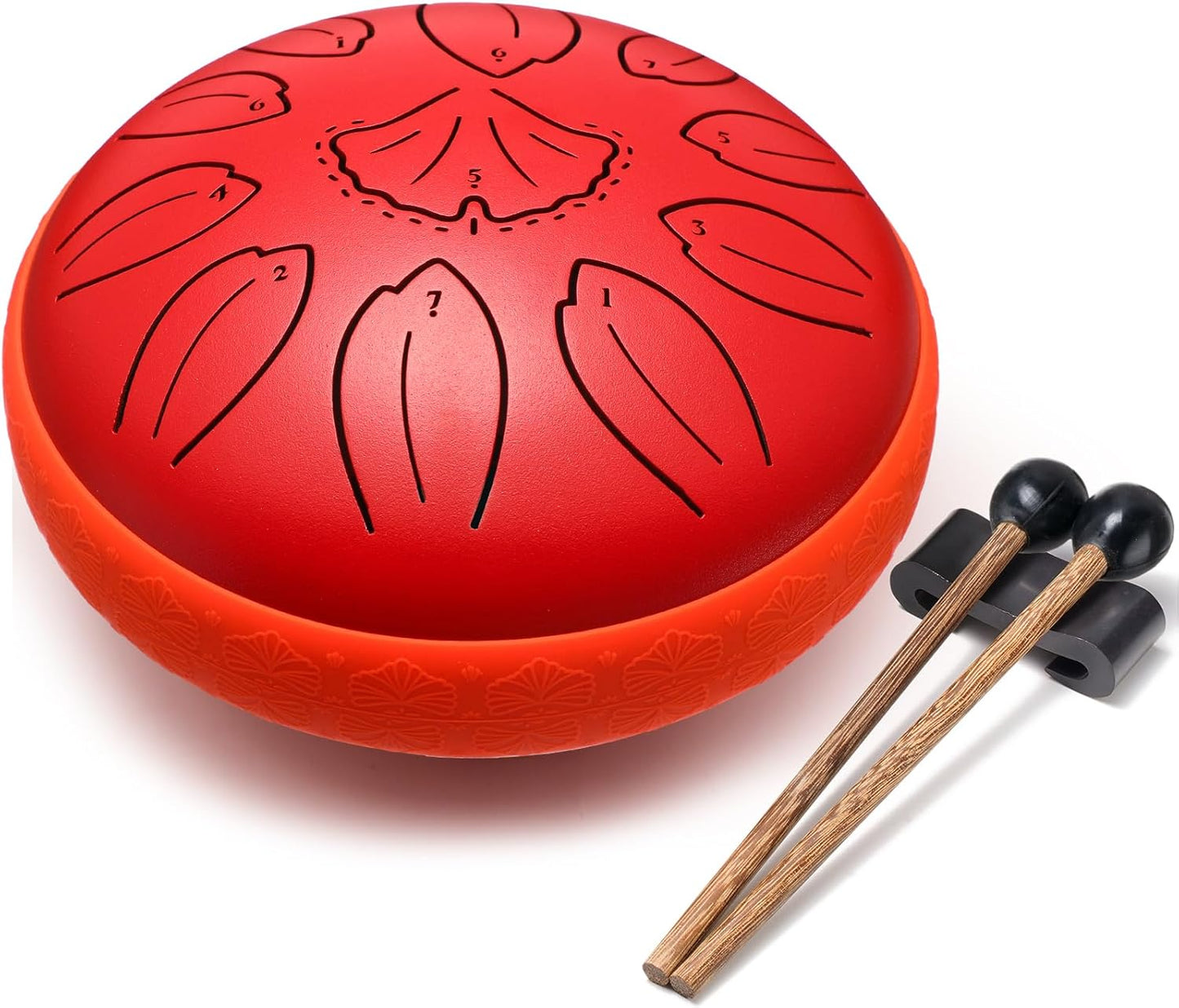 Steel Tongue Drum Percussion, 6 Inch 11 Notes Musical Instruments, Music Gifts for Family Friends (Red)