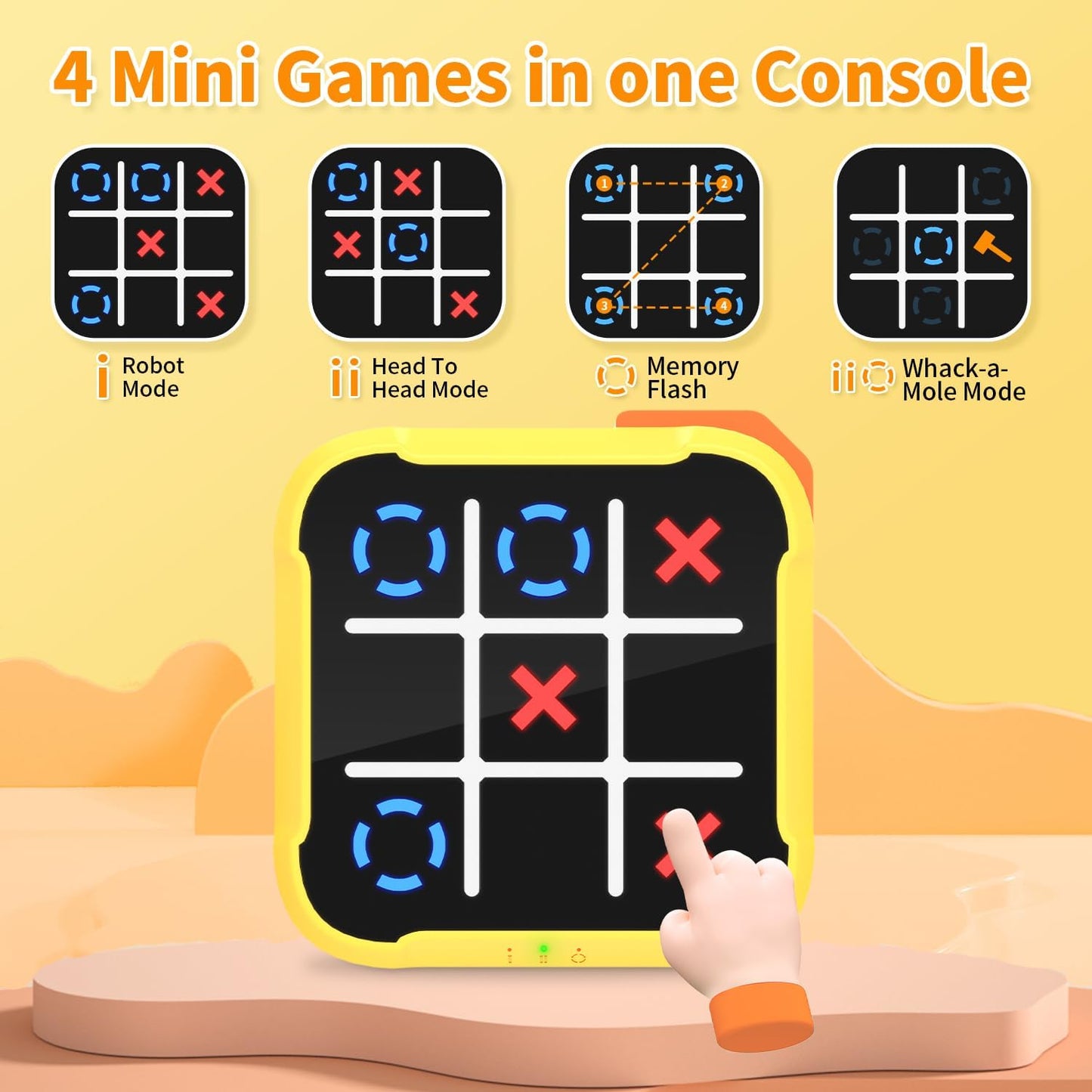 Tic Tac Toe Bolt Game 4-in-1 Handheld Portable Electronic Toy, Educational Board Games Puzzle for Kids and Adults, Perfect for Travel, Road Trips, and Birthday Gifts - Fun Memory Game