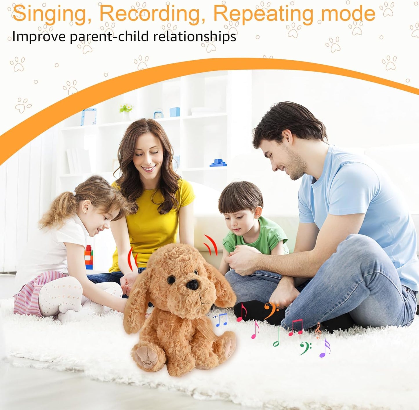 Interactive Singing Plush Toy - Dog Stuffed Animals Record & Repeats What You Say, 8 Songs, Head & Ear Movements, Birthday for Toddlers Age 3 4 5 6 (10.2' Goldendoodle Toy)
