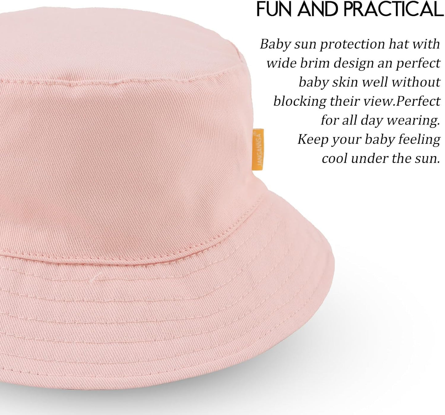 JANGANNSA Cotton Baby Sun Hat Infant Toddler Boys Girls Bucket Hats Summer Sun Protection Kids Beach Caps