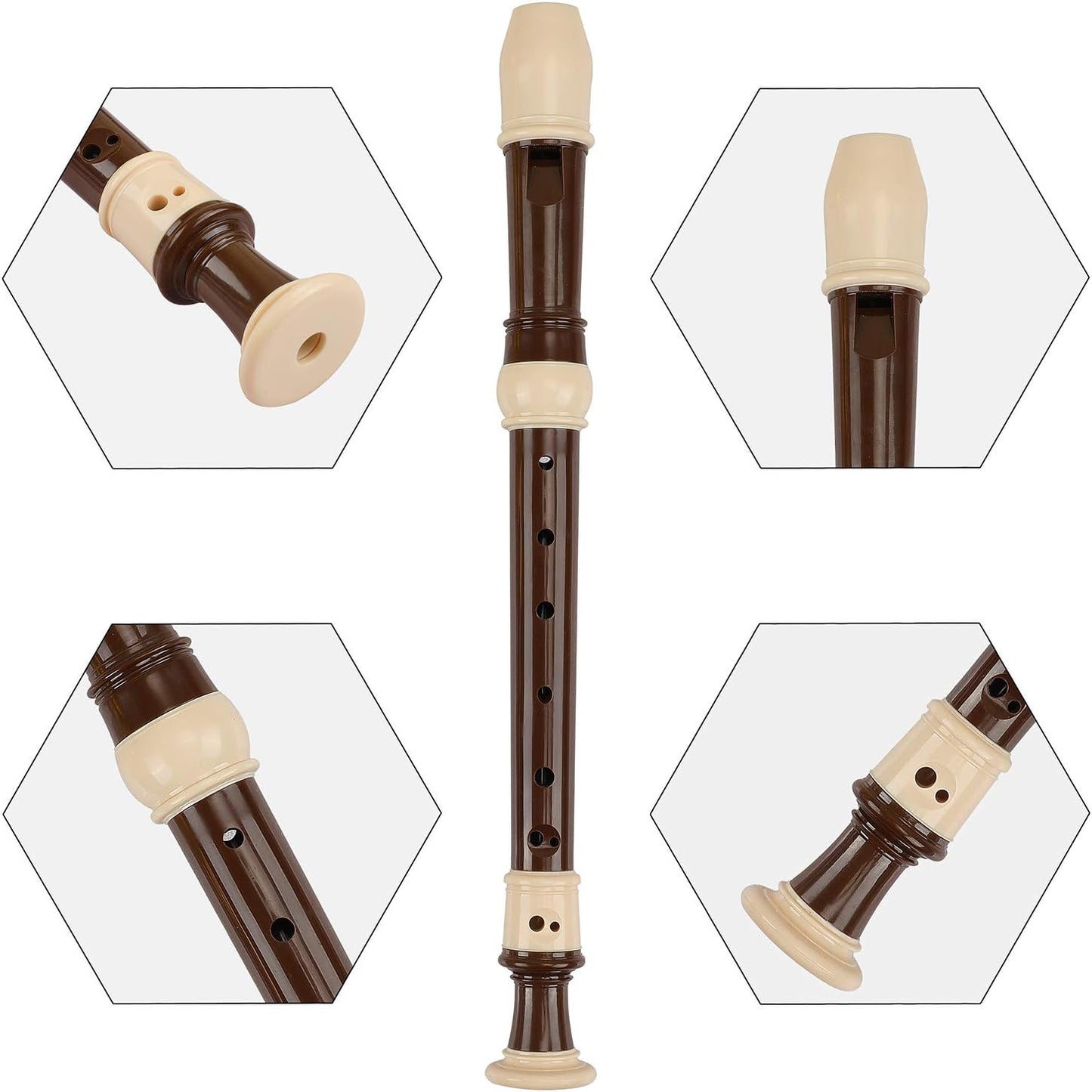 Soprano Recorder Descant Flauta Recorder 8 Hole ABS Clarinet German Style Treble flute C Key With Fingering Chart Instructions with Cleaning Rod Bag (baroque)