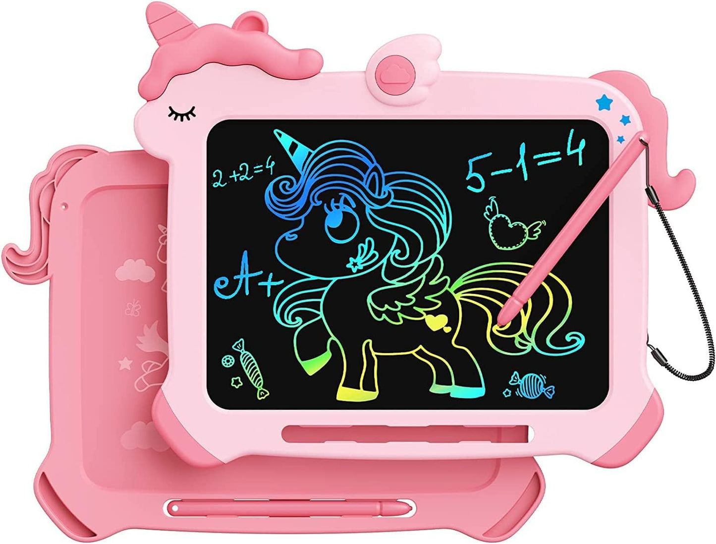 Kikapabi LCD Writing Tablet for Kids, Unicorn Colorful Screen Doodle Board, Electronic Drawing Pad, Educational Toy, Toddlers Travel Toy, Christmas Birthday Gift for 3 4 5 6 7 Year Old Girls Pink