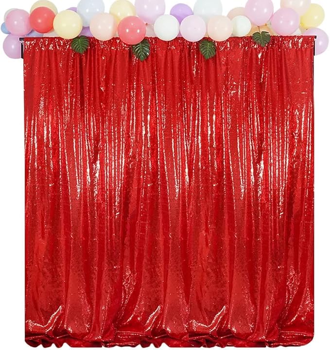 Juya Delight Red Sequin Backdrop Curtain,Red Shimmer Wall Backdrop,Glitter Backdrop Curtain for Party Birthday Decoration