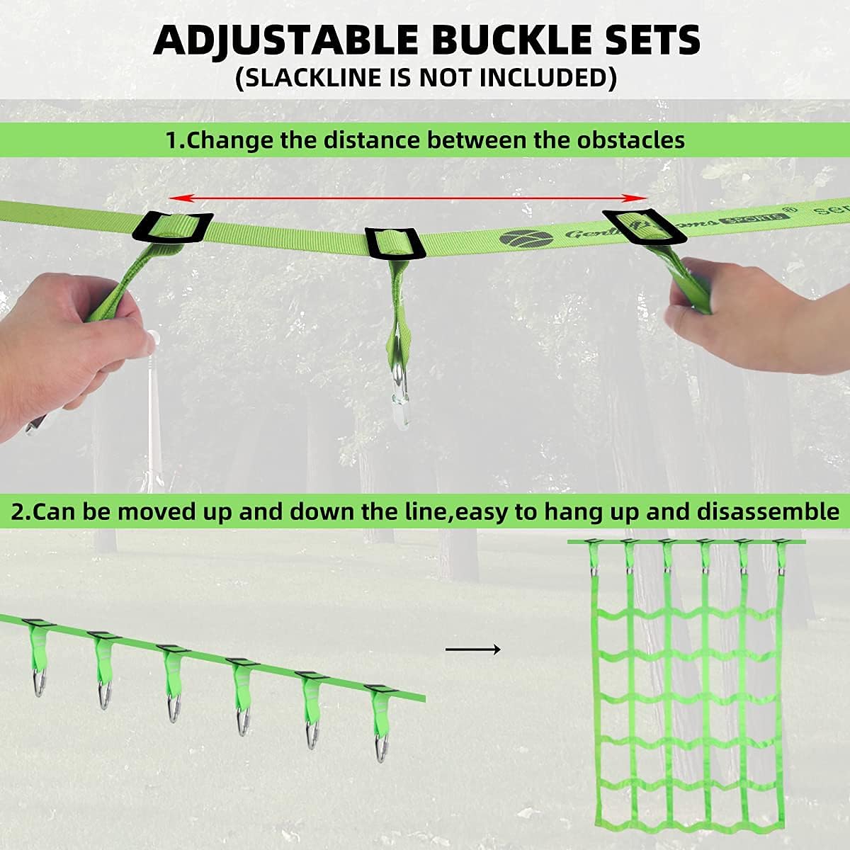 Gentle Booms Sports Climbing Cargo Net for Kids, Ninja Obstacle Course Accessories for Ninja Warrior Trainning, Attachment for Slackline