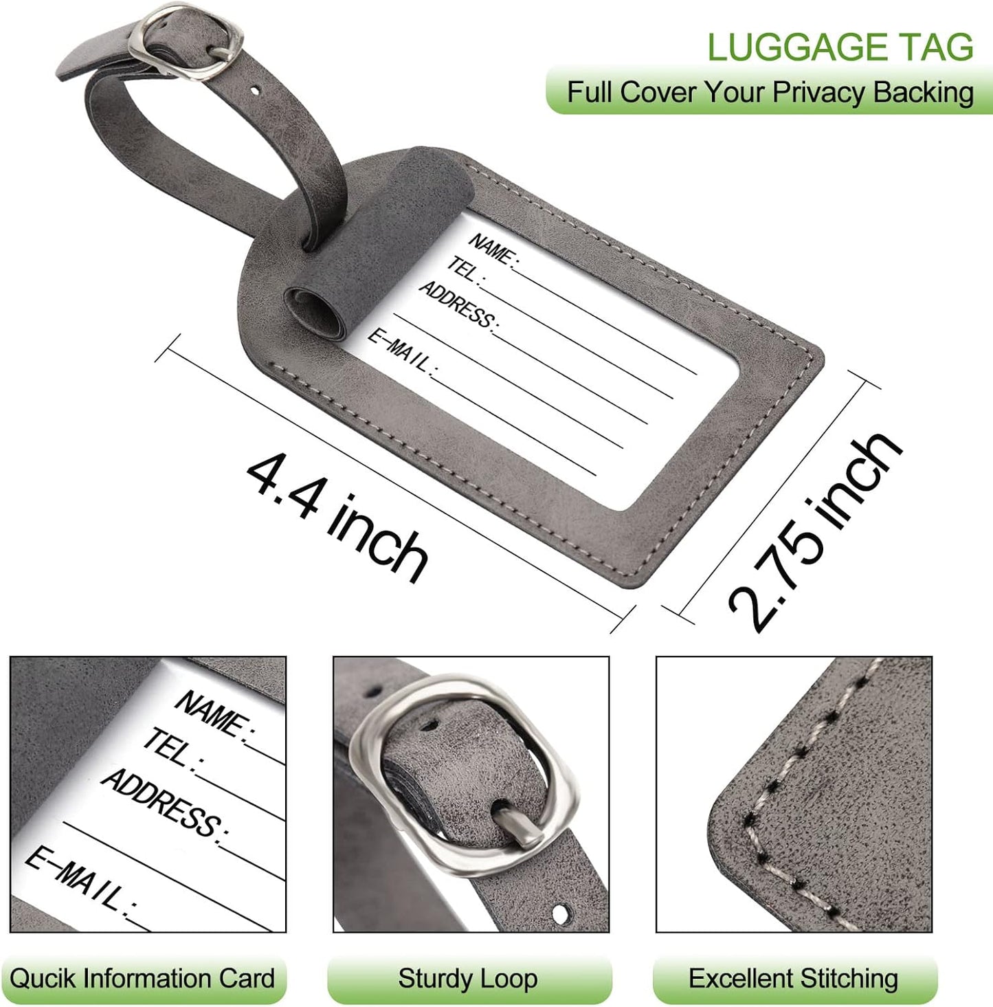 Passport Holder With Luggage Tag Cover Wallet RFID Blocking Leather Case Travel Essentials Accessories Travel Must Have(114#Grey)