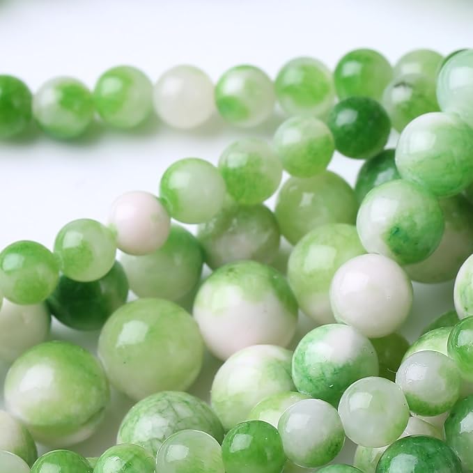 Green Persian Jade Stone Beads Gemstone Round Crystal Energy Jade Beads Stone Beads for Jewelry Making DIY Bracelet Necklace Jewelry Making 1 Strand 15.5inch 60PCS 6MM
