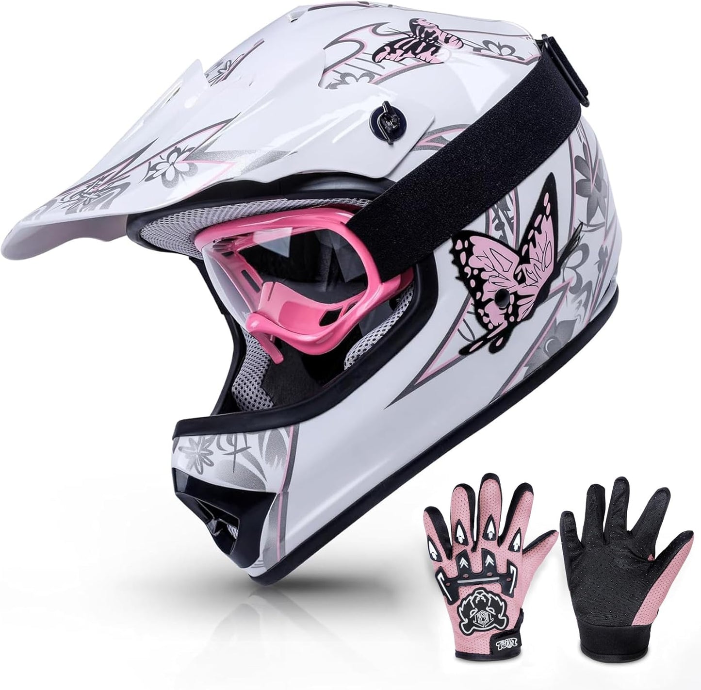 TCMT Dot Youth & Kids Motorcycle Off-Road Helmet Full Face Motocross Street Dirt Bike Mountain Bike BMX MX ATV Helmet+Goggles+Gloves New
