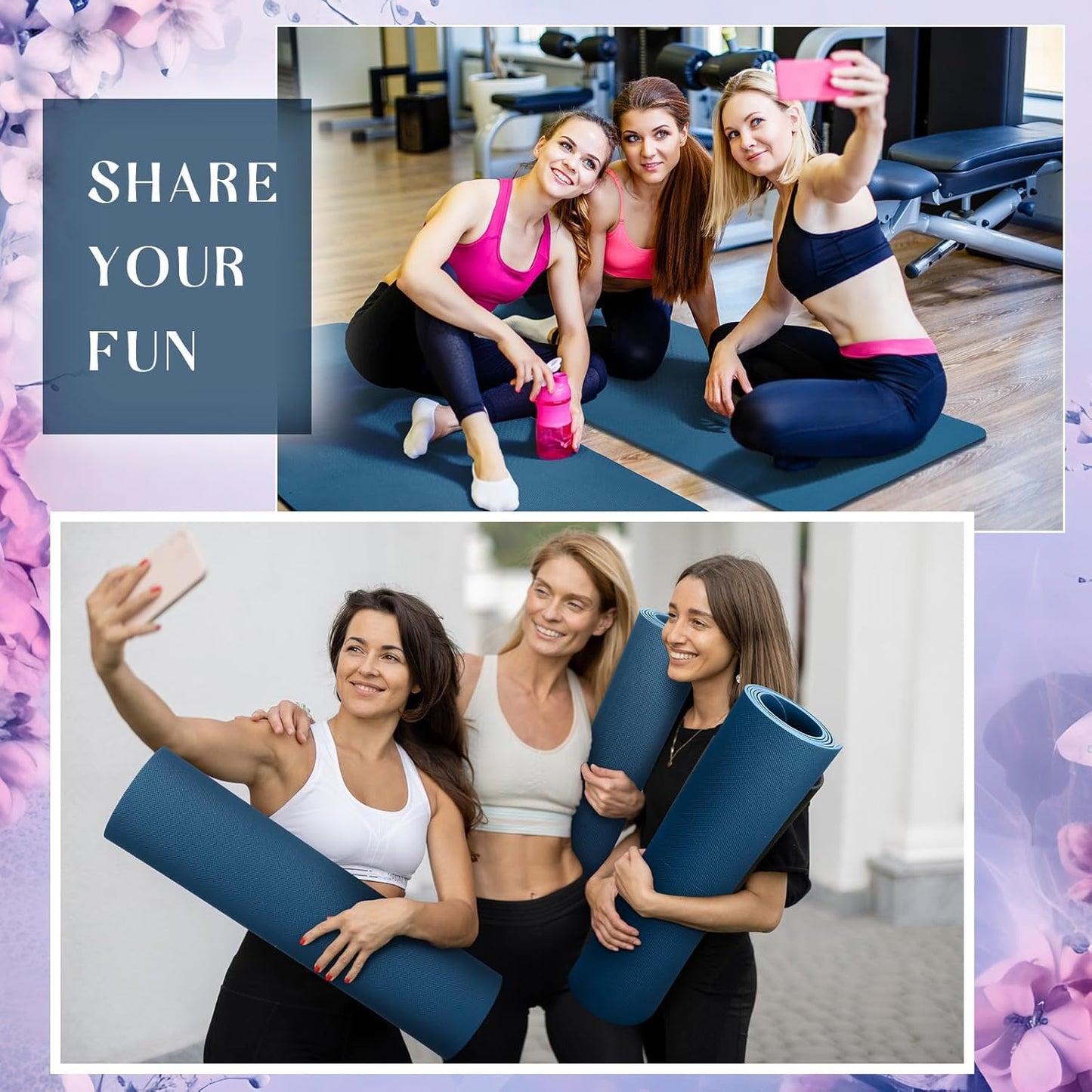 Timgle 6 Pcs 10mm Thick Yoga Mat Bulk, 68 x 24 Inches, Anti-Slip Tear-Resistant Exercise Mat for Adult Fitness, Stretching, Workout and Studio