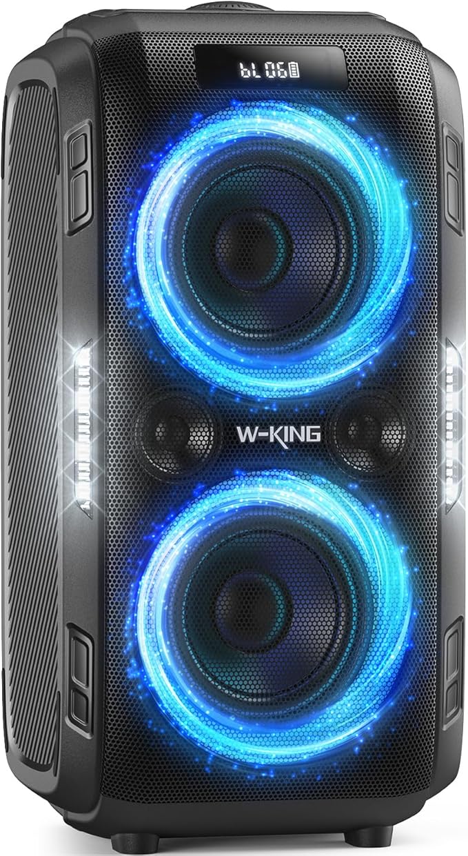 W-KING 270W PEAK Party Large Bluetooth Speaker Loudest Boom Box/12 Custom Bass/Massive 125dB 6.5''x2 Subwoofer Deepest Bass, Big Portable Speaker Wireless, IPX5/MIC&GTR in/USB/TF/AUX,Removable Battery