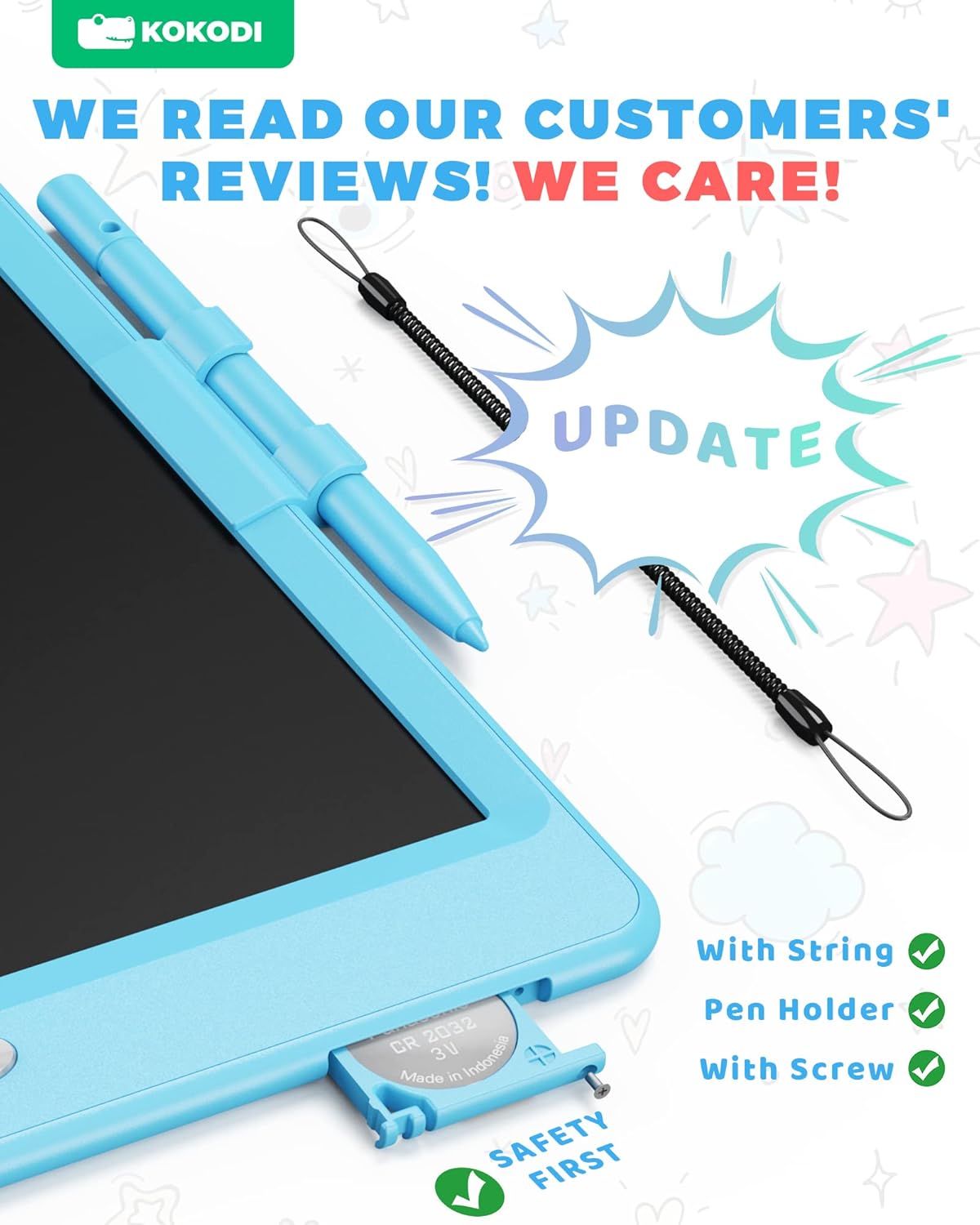 KOKODI LCD Writing Tablet, Valentines Day Gifts for Kids，10 Inch Colorful Toddler Doodle Board Drawing Tablet, Erasable Reusable Electronic Drawing Pads, Educational and Learning Toys for Kids