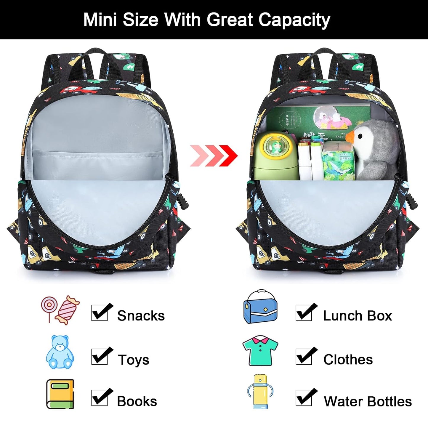 Accmor Toddler Harness Backpack Leash, Cute Excavator Kids Backpack with Anti Lost Wrist Link, Mini Child Backpack Wristband Tether Strap and Protection Leashes for Boys Aged 1-3 Years