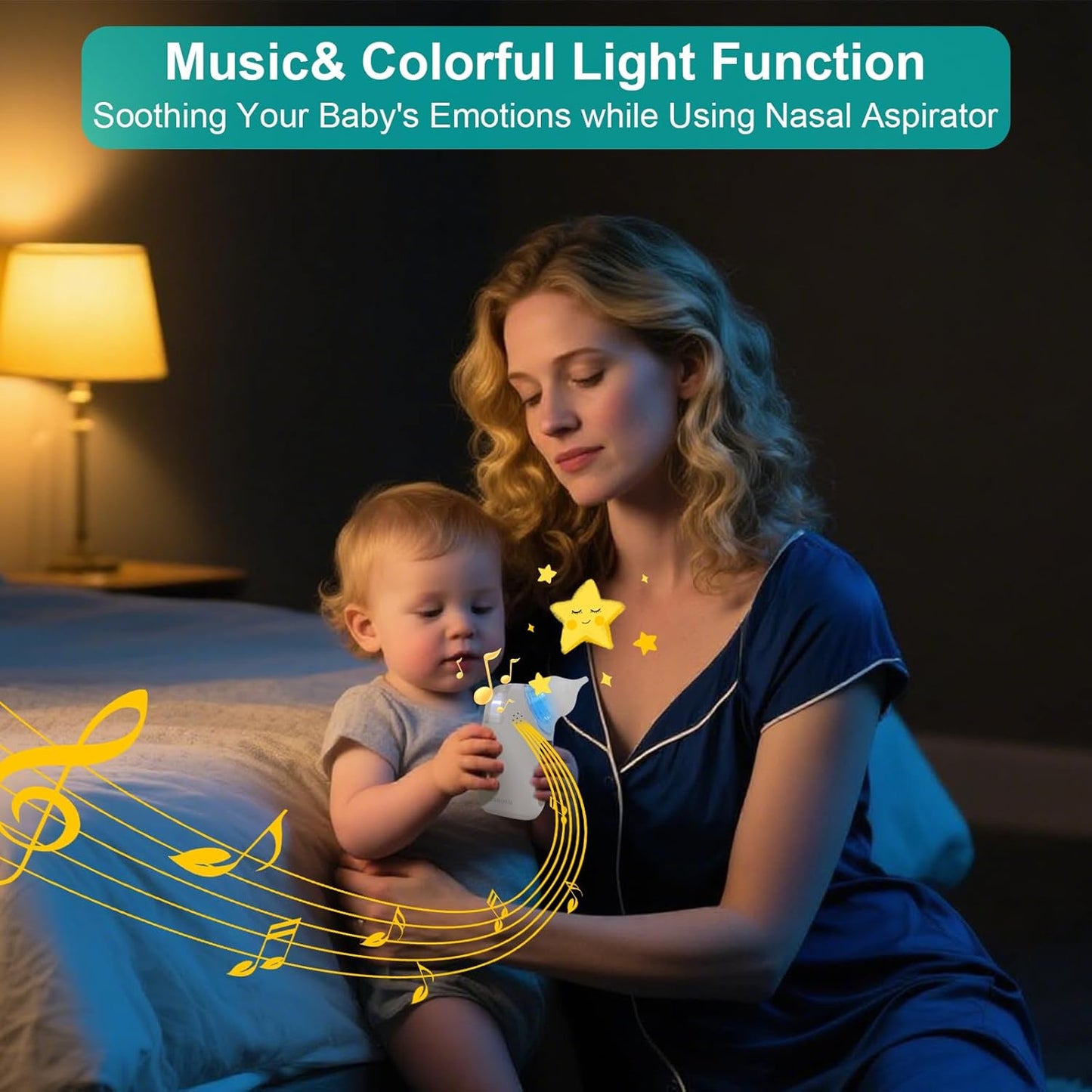 Nasal Aspirator (BC-025) for Baby, 2 in 1 Rechargeable Electric Baby Nose Suker with Sprayer, 70KPA Snot Sucker for Baby with 5 Suction Levels, Type-C Charging with Music and Soothing Light