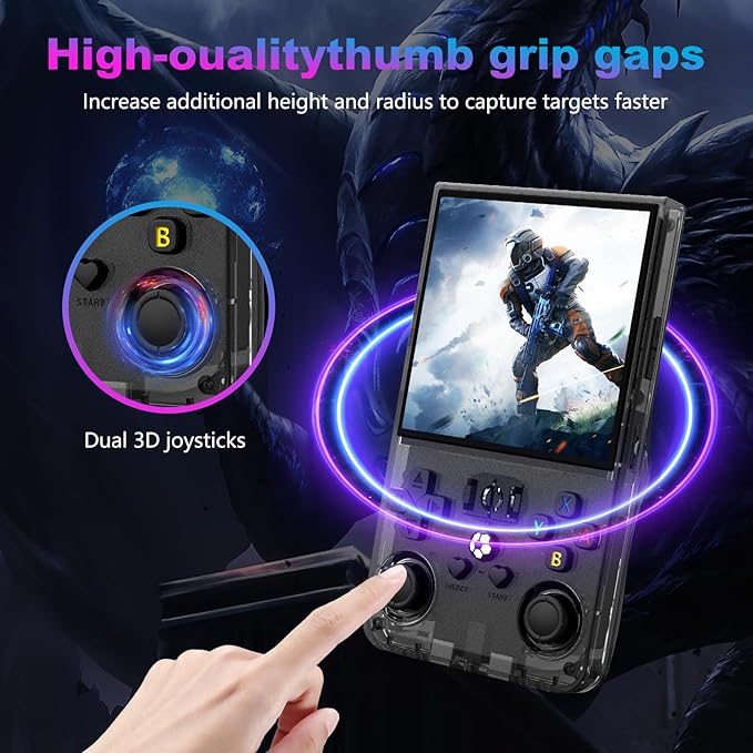 R36MAX Retro Handheld Game Console, 4.0 Inch 720x720 IPS Screen, Built-in 18,000+ Classic Game, Portable Hand Held Open Source Linux System, 4000mAh Battery Retro Gaming Console (Black 64GB)