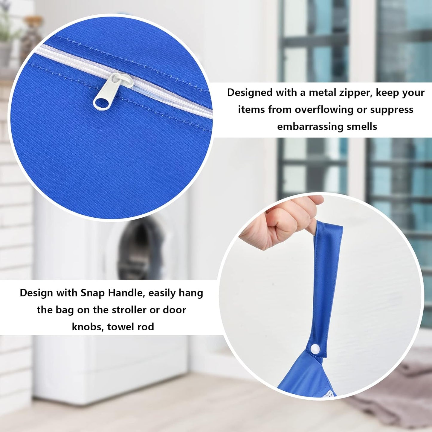 2 Pcs Large Travel Laundry Bag - Waterproof Wet Dry Washable for Dirty Clothes, Bathing Suit, Workout, Gym, Swimming, Yoga