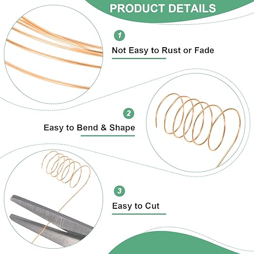 0.2 mm/32 Gauge Copper Wire for Jewelry Making, 82FT Copper Beading Craft Wire for Jewelry/Weaving/DIY Crafting/Planting, Color-Retaining [25M, Copper Tone]