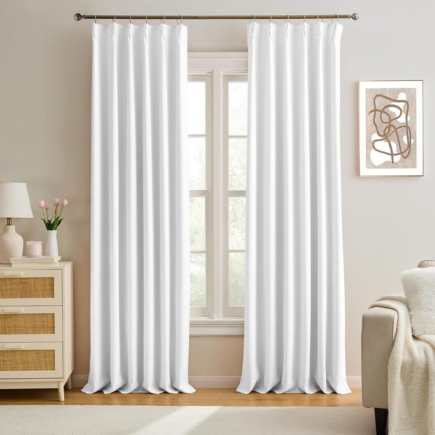 KEQIAOSUOCAI Extra Long Pleated Curtains 120 Inches Long 10 ft Length,Luxury Pinch Pleats Drapes for Sliding Door, Window Curtain Panels Sweep to Floor for Villa 40x120,Set of 2