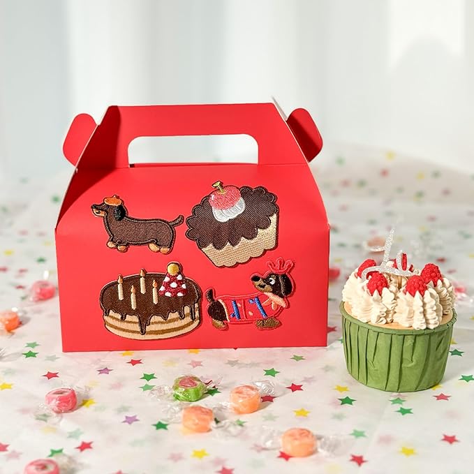 UnicoPak 30 Pack Red Gable Treat Boxes Party Favor Goodie Bag Boxes for Candy Treats Snacks Cookie Toys for Birthday Party Halloween Christmas, 6.5x3.5x4 Inches