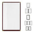 Goodsmart Restaurant Menu Covers – 25 Pack Burgundy 2-View, Top-Loading Menu Holders, Vinyl & Plastic Café Menu Covers, Clear Menu Sleeves, Fits 8.5" x 14", Leather-Style Design, Gold Corners