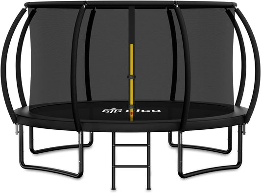 Gigu 10FT 12FT 14FT Recreational Trampolines with Enclosure Net and Ladder and Anti-Rust Coating, ASTM Approved Trampoline Outdoor for Kids and Adults Outdoor Yard Trampolines