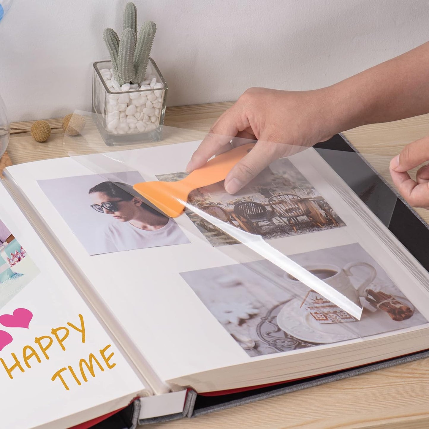 Large Photo Album Self Adhesive 4x6 8x10 10x12 Scrapbook Magnetic Album DIY Scrapbook Length 13 x Width 12.8 (Inches) 120 Sticky Pages Linen Cover DIY Photo Album(Grey)