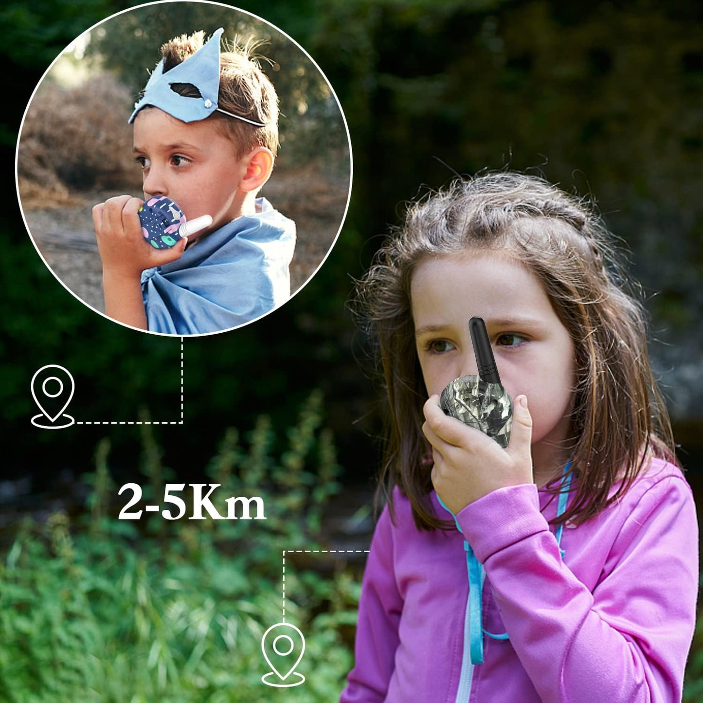 Qniglo Walkie Talkies for Kids - Rechargeable Kids Walkie Talkies with Clear Sound, Long Range - Perfect Birthday for 3-8 Year Old Boys Girls - Outdoor Adventures, Camping, Hiking