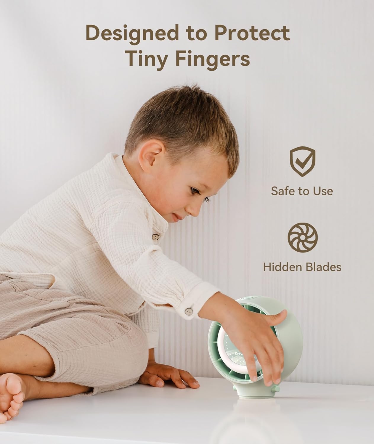 Dreamegg Portable Stroller Fan - 4000mAh Rechargeable Baby Stroller Fan With LED Display, Night Light, Hidden Blade, Detachable 4 Speed 360°Rotate, Handheld Cooling for Crib,Travel, Car Seat(Green)