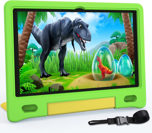 Tablet for Kids 10.1 inch Android 14, 8GB+64GB(TF 1TB) 6000mAh Kids Tablet WiFi6 Parental Control,Face Unlock, 1280 * 800 HD Screen - Green