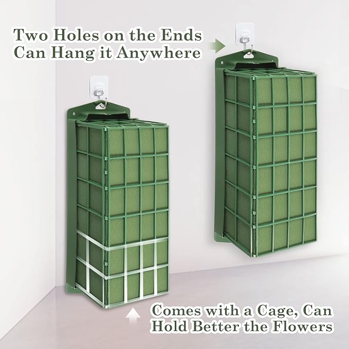 YOMUME Floral Foam Cage 2 Pieces, Flower Cage Holder with Foam for Fresh Flower Arrangement and Artificial Flowers, Dry and Wet Floral Foam Blocks for Table Wedding Decor