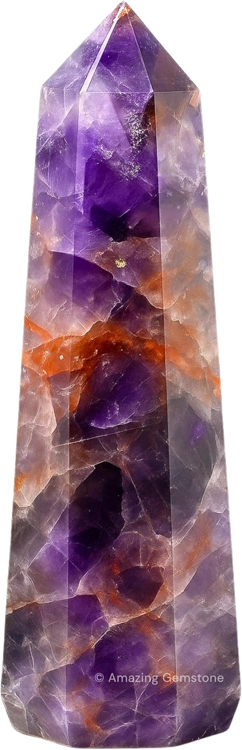 Amazing Gemstone Amethyst Chevron Crystal Towers ~ Natural Healing Crystal Point Obelisk for Reiki Healing and Crystal Grid (3- Inch)