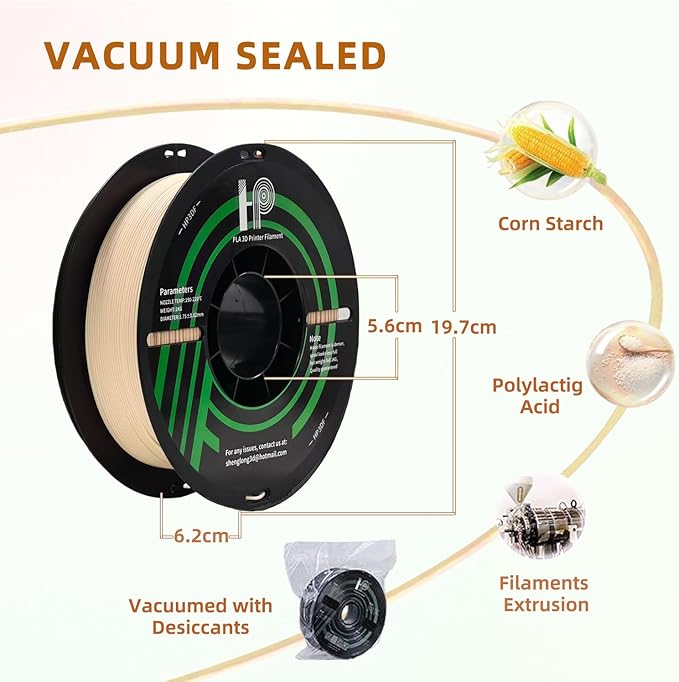 PLA Filament, 3D Printer Filament, PLA Filament 1.75mm Dimensional Accuracy +/- 0.02mm, 1KG Spool (2.2 lbs), Fit Most FDM Printer (Skin Beige)