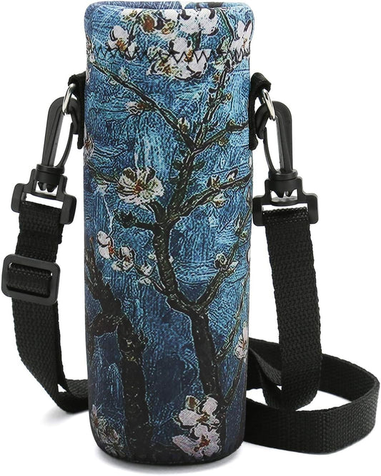 RICHEN Neoprene Water Bottle Carrier Bag with Adjustable Shoulder Strap,Insulated Water Bottle Cover for Stainless Steel/Glass/Plastic Bottles