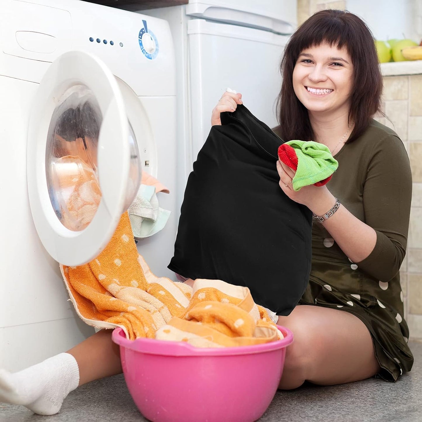 Shappy 2 Pcs Large Travel Laundry Bag Washable Waterproof Wet Dry Large Dirty Clothes Bag Bathing Workout(Solid Black)