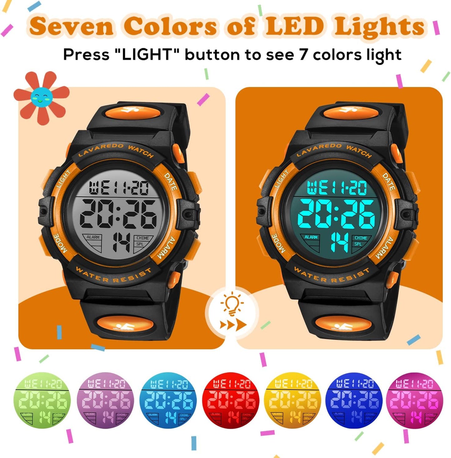 Kids Watch,Boys Watch for 3-15 Year Old Boys,Digital Sport Outdoor Multifunctional Chronograph LED 50 M Waterproof Alarm Calendar Analog Watch for Children with Silicone Band,Kids Gift