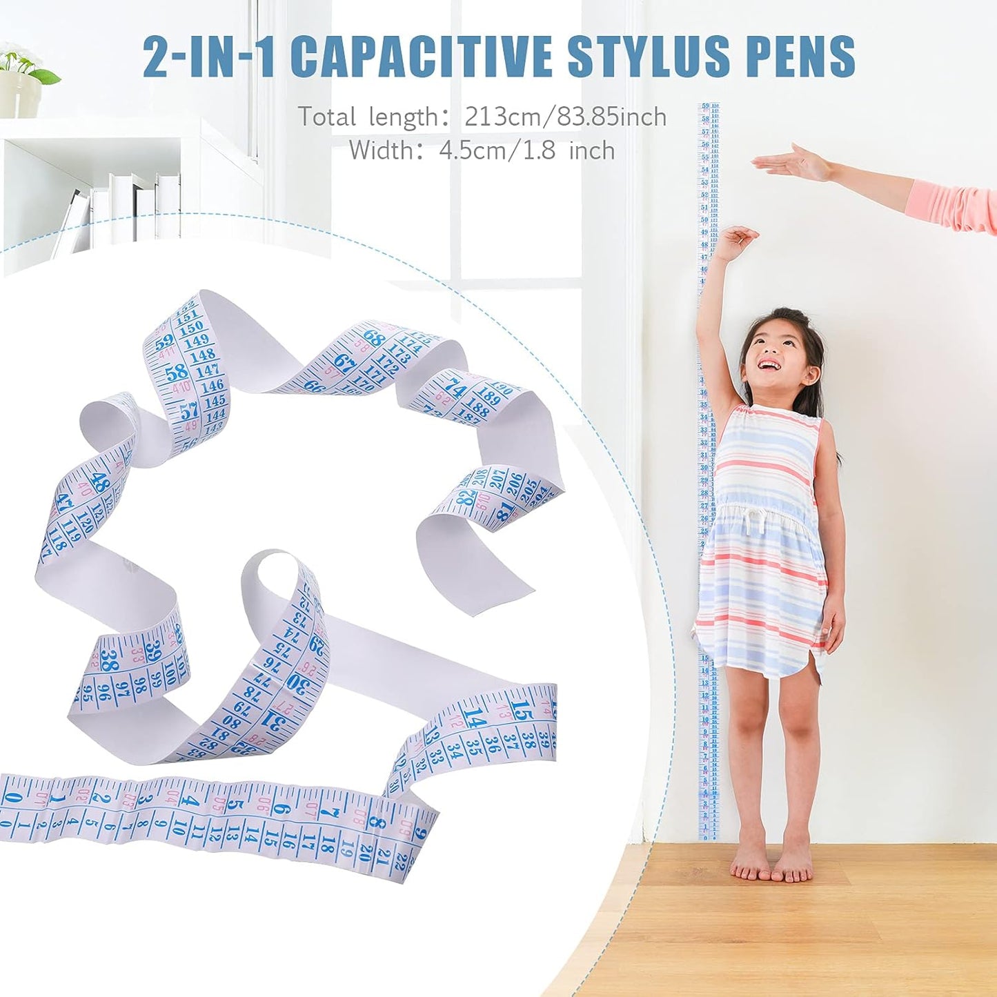 Tatuo Growth Chart Wall Labels Height Indicator Tape Ruler Growth Chart Decor Height Indicator Adhesive Ruler for Home Room Measuring(Blue)