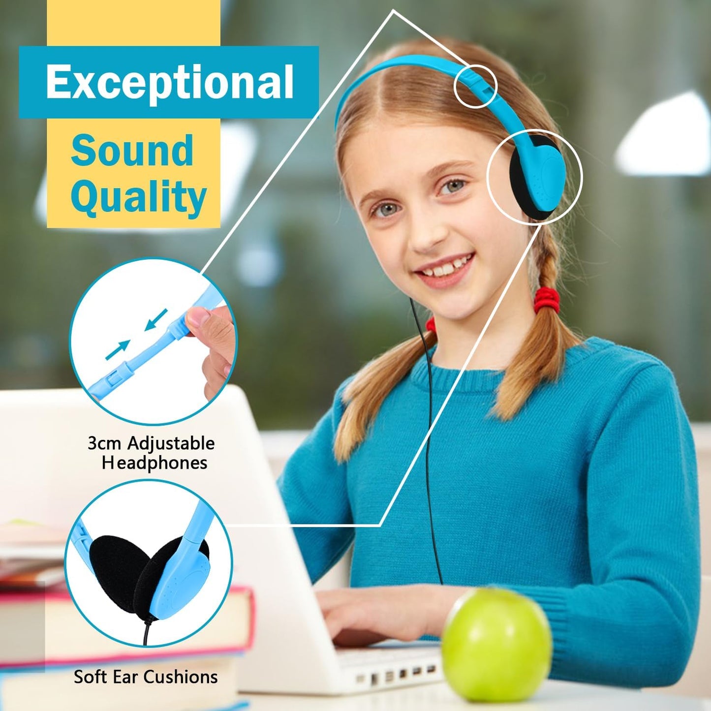 Kids Headphones Bulk 100 Pack for School Classroom Students Children Toddler Boys Girls Teen Adults
