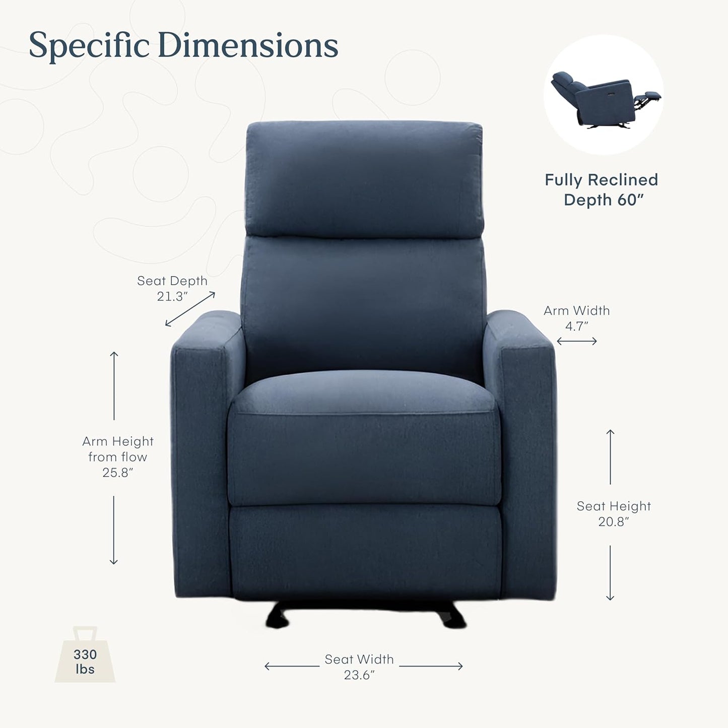 Nurture& The Glider – Premium Power Recliner Nursery Chair with Stationary Headrest | Designed for Comfort and Simplicity | Built-in USB Charger