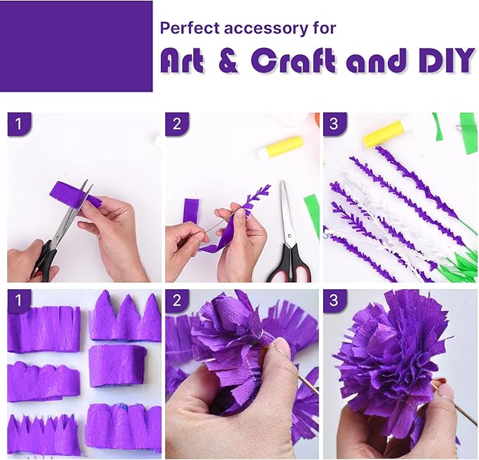 PartyWoo Crepe Paper Streamers 4 Rolls 328ft, Pack of Shades of Purple Crepe Paper for Party, Wedding, Birthday, Baby Shower Decorations (1.8 Inch x 82 Ft/Roll)