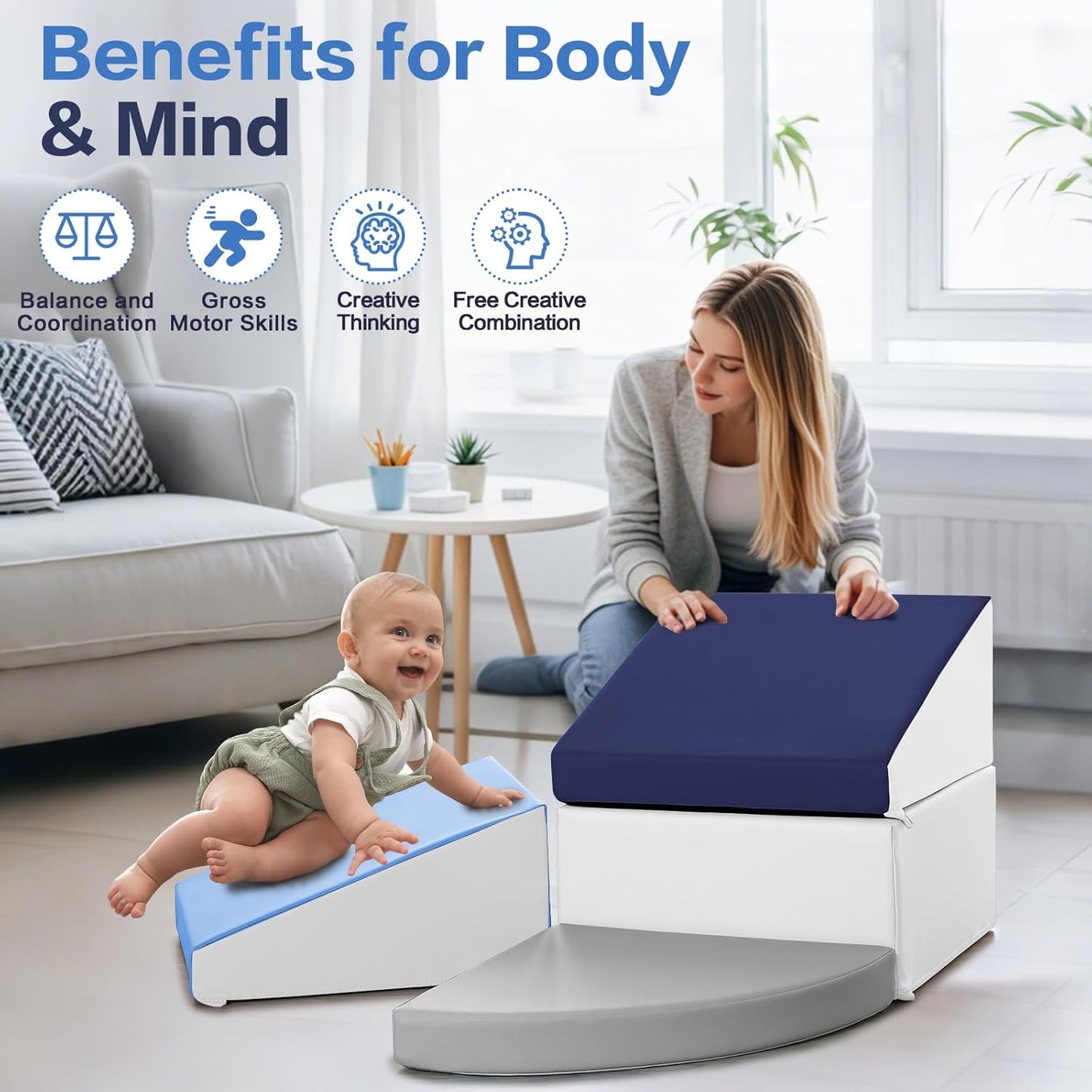 Sumbababy Climbing Foam Blocks for Toddlers: PU Leather Foam Blocks for Kids Active Play - Toddler Climbing Toys Indoor - Durable Playground Gym Preschool Toddler Toys for Boys and Girls