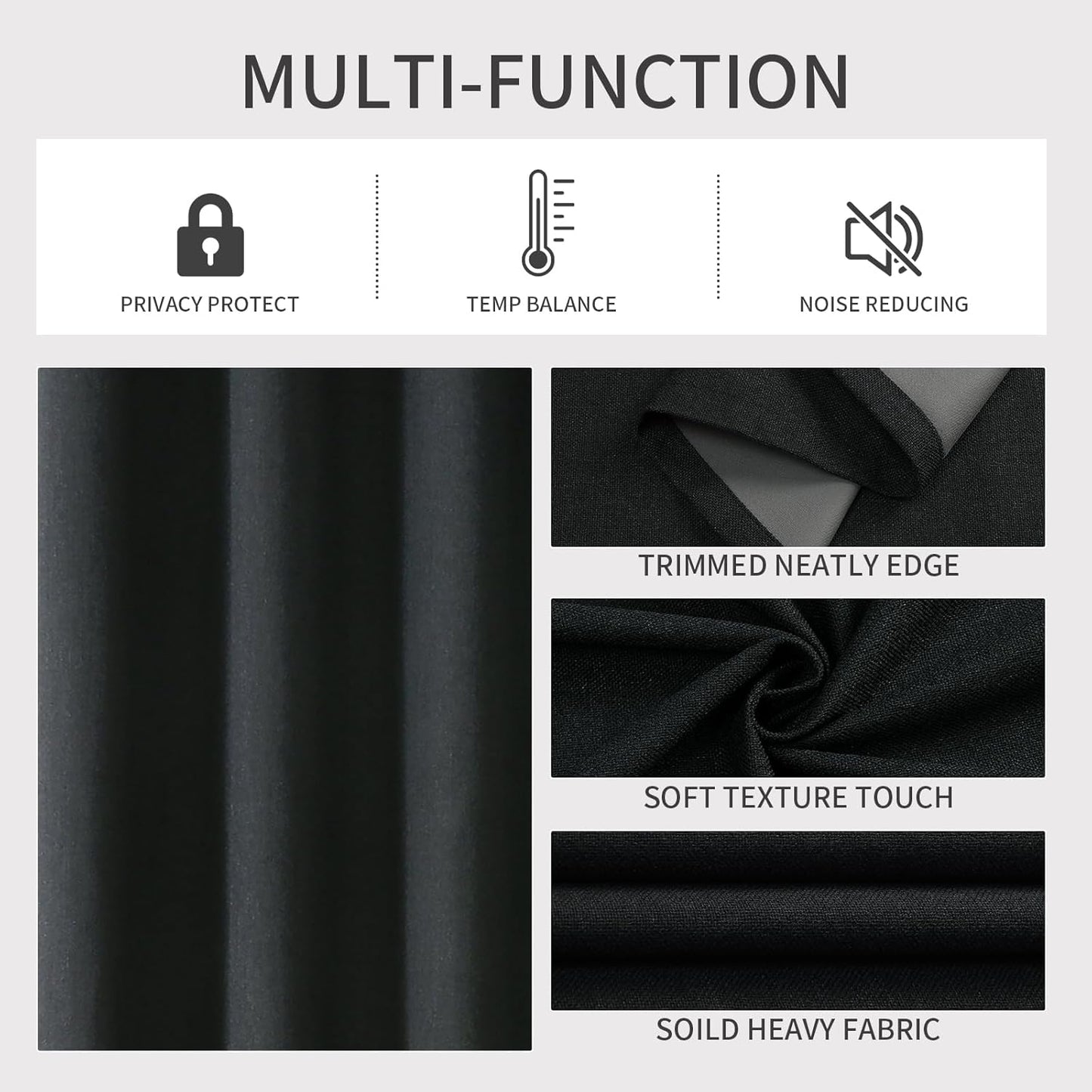 Joydeco Blackout Curtains 120 Inches Long 2 Panels Burg, Room Darkening Curtains for Bedroom, 100% Black Out Textured Thermal Drapes Privacy Protection 2 Panels Set(W52 x L120 Inch, Charcoal Grey)