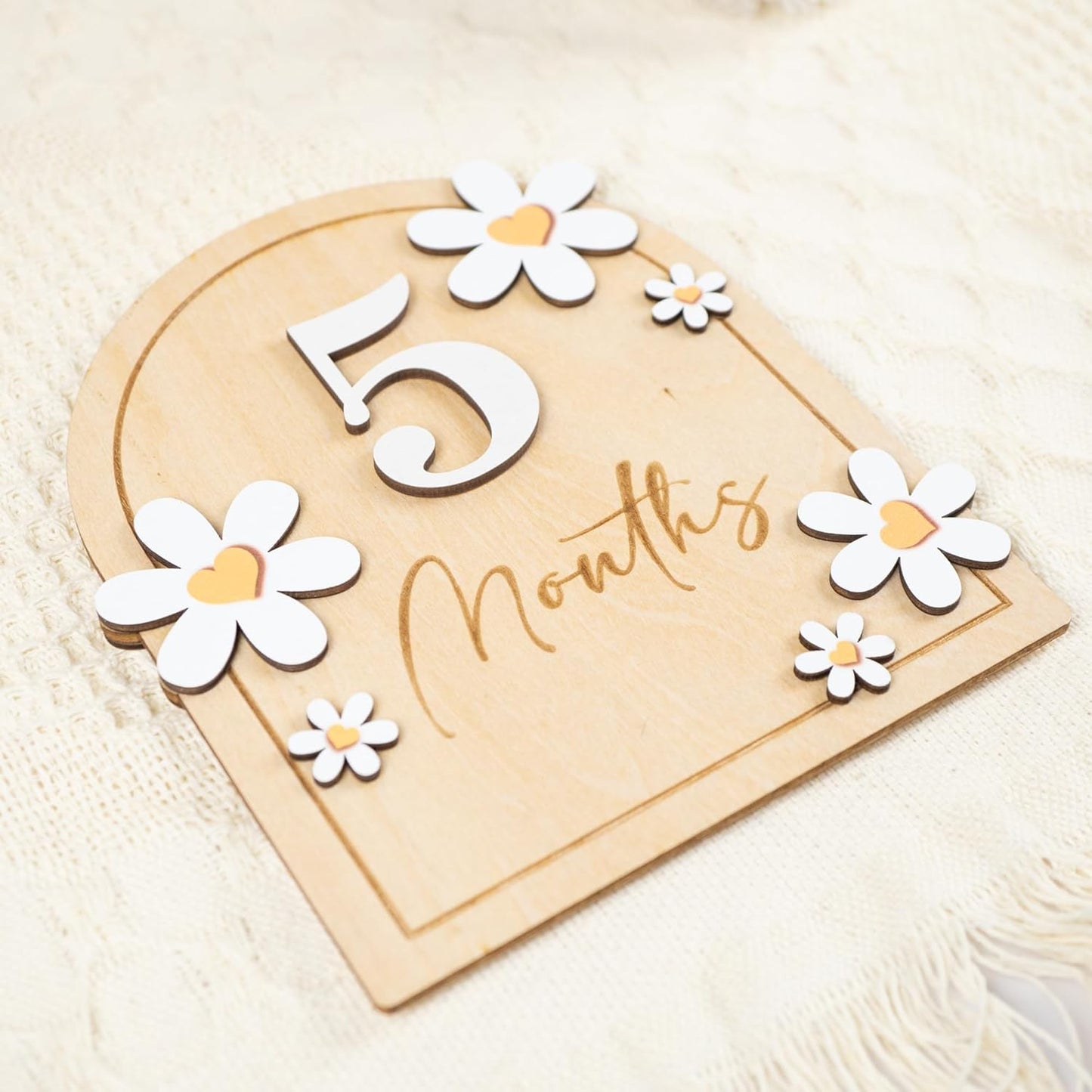 Baby Monthly Milestone Cards - Wooden Monthly Milestone Discs - Newborn Photography Props to Document Your Baby´s Growth - Baby Announcement Sign (B05)